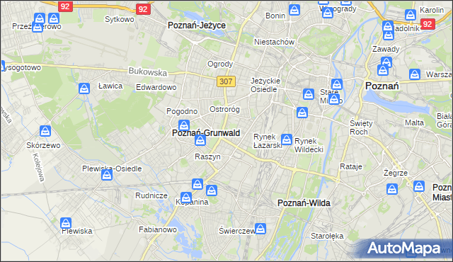 mapa Łazarz gmina Poznań, Łazarz gmina Poznań na mapie Targeo
