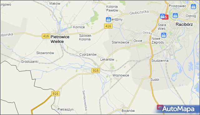 mapa Lekartów, Lekartów na mapie Targeo