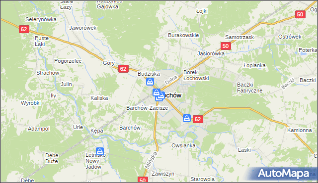 mapa Łochów powiat węgrowski, Łochów powiat węgrowski na mapie Targeo