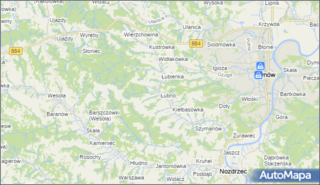 mapa Łubno gmina Dynów, Łubno gmina Dynów na mapie Targeo