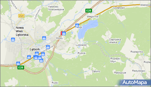 mapa Lubowidz gmina Nowa Wieś Lęborska, Lubowidz gmina Nowa Wieś Lęborska na mapie Targeo