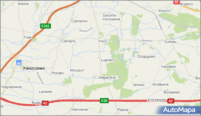 mapa Ługowiny, Ługowiny na mapie Targeo