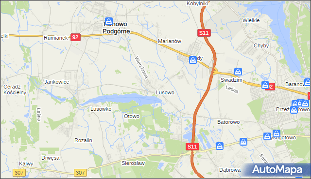 mapa Lusowo, Lusowo na mapie Targeo
