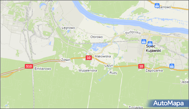 mapa Makowiska gmina Solec Kujawski, Makowiska gmina Solec Kujawski na mapie Targeo