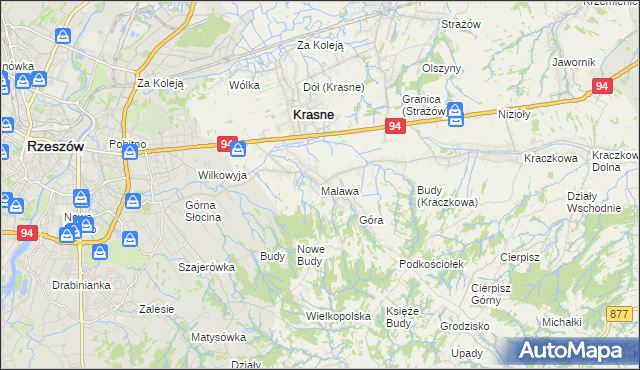 mapa Malawa gmina Krasne, Malawa gmina Krasne na mapie Targeo