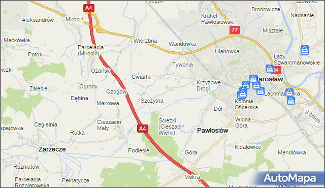 mapa Maleniska gmina Pawłosiów, Maleniska gmina Pawłosiów na mapie Targeo