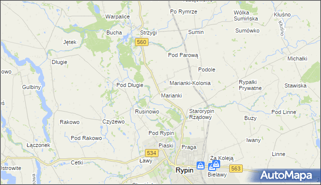 mapa Marianki gmina Rypin, Marianki gmina Rypin na mapie Targeo