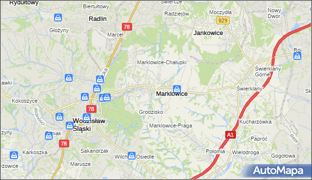 mapa Marklowice, Marklowice na mapie Targeo