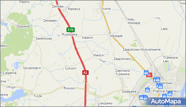 mapa Mieścin, Mieścin na mapie Targeo