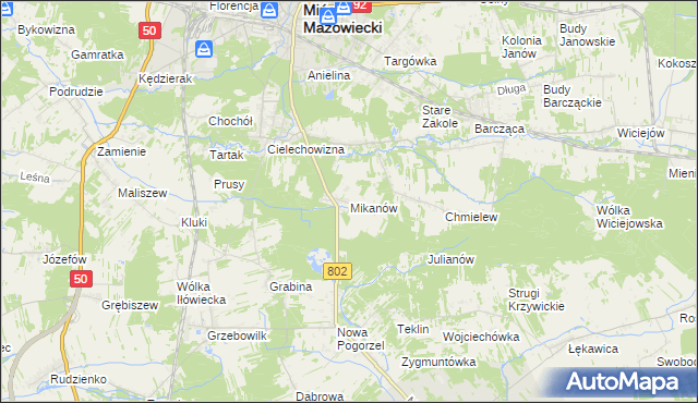 mapa Mikanów, Mikanów na mapie Targeo