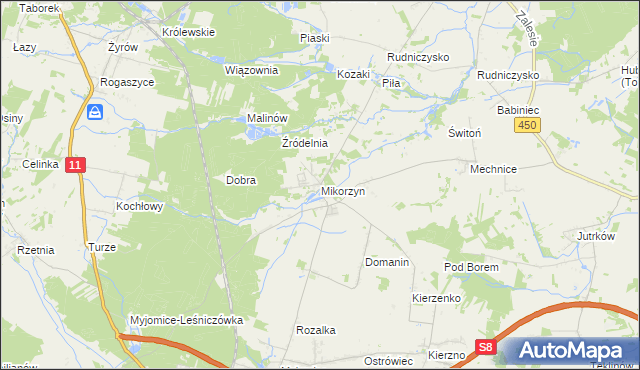 mapa Mikorzyn gmina Kępno, Mikorzyn gmina Kępno na mapie Targeo