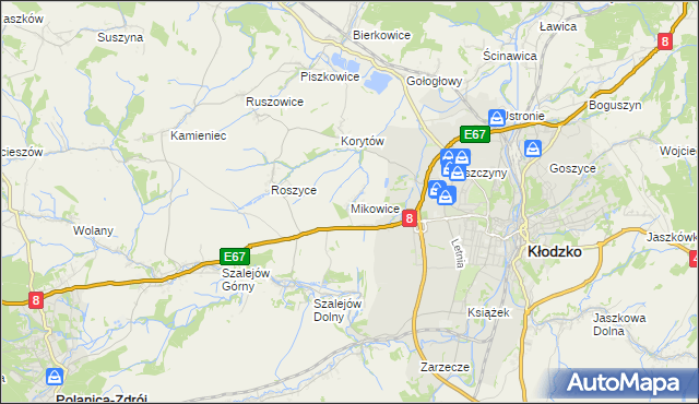 mapa Mikowice gmina Kłodzko, Mikowice gmina Kłodzko na mapie Targeo