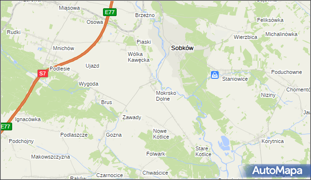 mapa Mokrsko Dolne, Mokrsko Dolne na mapie Targeo