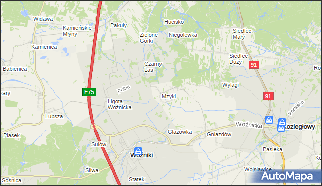 mapa Mzyki, Mzyki na mapie Targeo