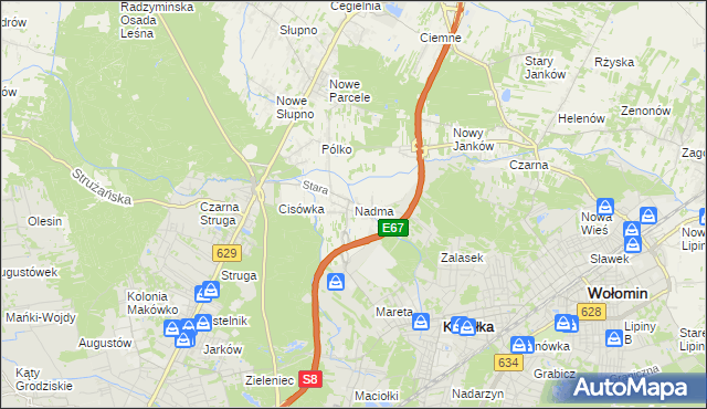 mapa Nadma, Nadma na mapie Targeo