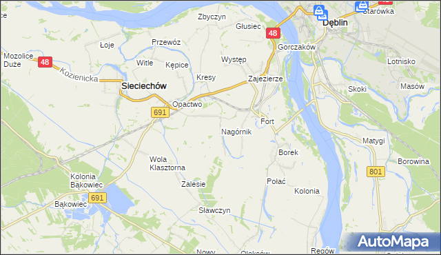 mapa Nagórnik gmina Sieciechów, Nagórnik gmina Sieciechów na mapie Targeo