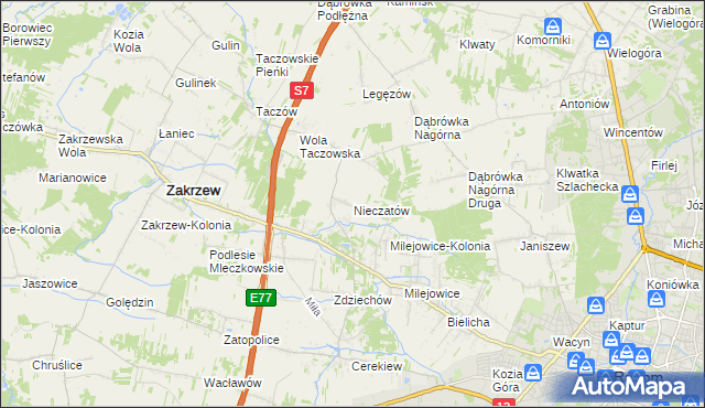mapa Nieczatów, Nieczatów na mapie Targeo