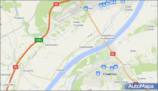 mapa Niedźwiedź gmina Świecie, Niedźwiedź gmina Świecie na mapie Targeo