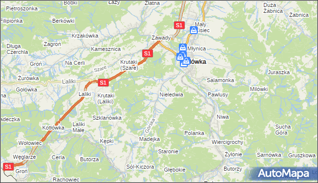 mapa Nieledwia, Nieledwia na mapie Targeo