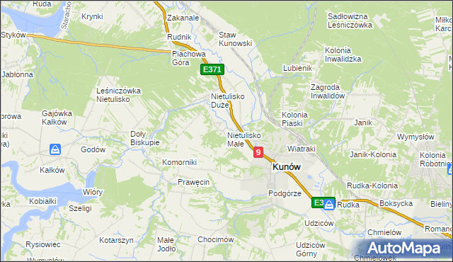 mapa Nietulisko Małe, Nietulisko Małe na mapie Targeo