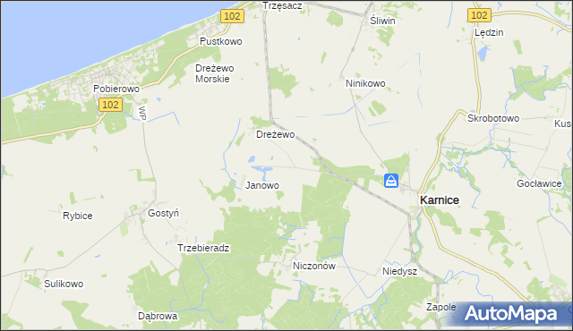 mapa Niwy gmina Karnice, Niwy gmina Karnice na mapie Targeo