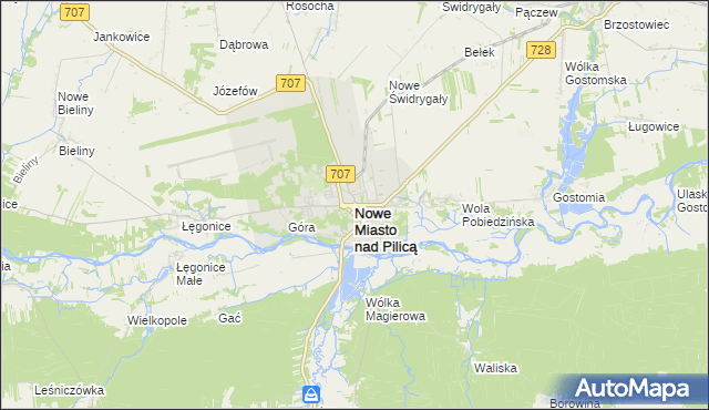 mapa Nowe Miasto nad Pilicą, Nowe Miasto nad Pilicą na mapie Targeo