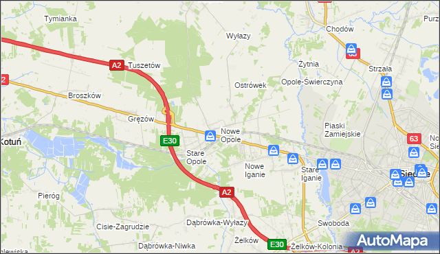 mapa Nowe Opole, Nowe Opole na mapie Targeo