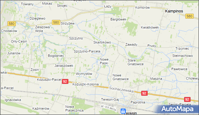 mapa Nowe Paski, Nowe Paski na mapie Targeo