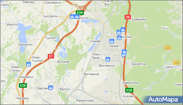 mapa Nowy Świat gmina Żukowo, Nowy Świat gmina Żukowo na mapie Targeo