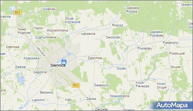 mapa Nowy Zglechów, Nowy Zglechów na mapie Targeo