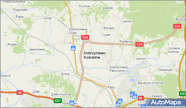 mapa Ogrodniki gmina Dobrzyniewo Duże, Ogrodniki gmina Dobrzyniewo Duże na mapie Targeo