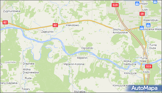 mapa Ogrodniki gmina Siemiatycze, Ogrodniki gmina Siemiatycze na mapie Targeo