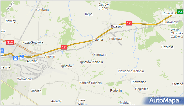 mapa Olenówka, Olenówka na mapie Targeo