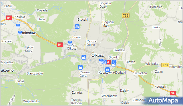 mapa Olkusz, Olkusz na mapie Targeo