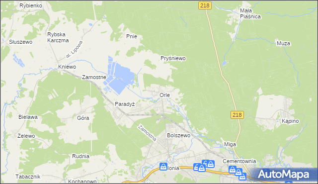 mapa Orle gmina Wejherowo, Orle gmina Wejherowo na mapie Targeo