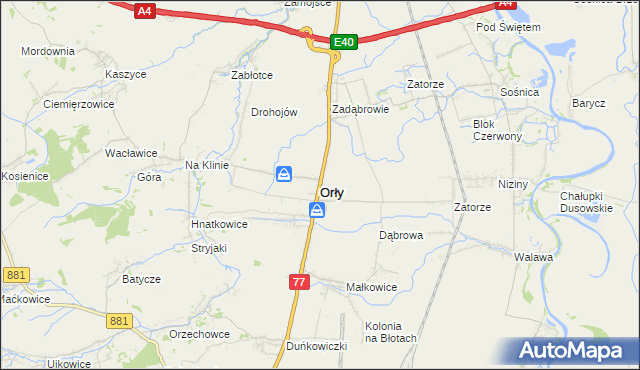 mapa Orły powiat przemyski, Orły powiat przemyski na mapie Targeo