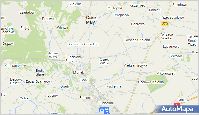 mapa Osiek Wielki gmina Osiek Mały, Osiek Wielki gmina Osiek Mały na mapie Targeo