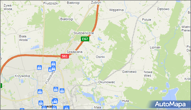 mapa Osinki gmina Suwałki, Osinki gmina Suwałki na mapie Targeo
