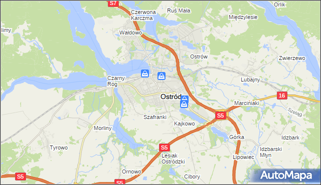 mapa Ostróda, Ostróda na mapie Targeo