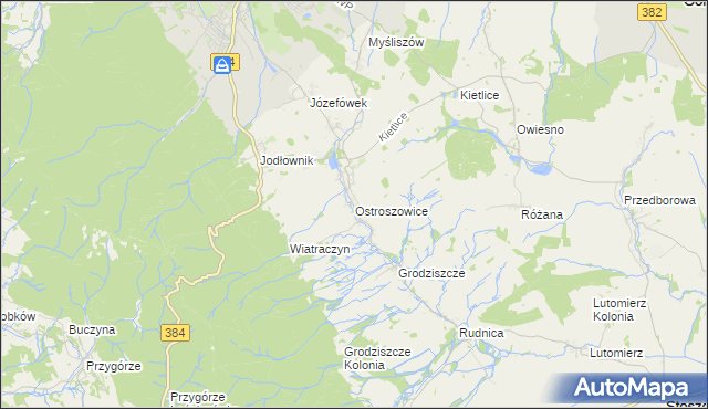 mapa Ostroszowice, Ostroszowice na mapie Targeo