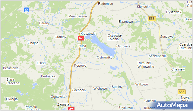 mapa Ostrowitko, Ostrowitko na mapie Targeo