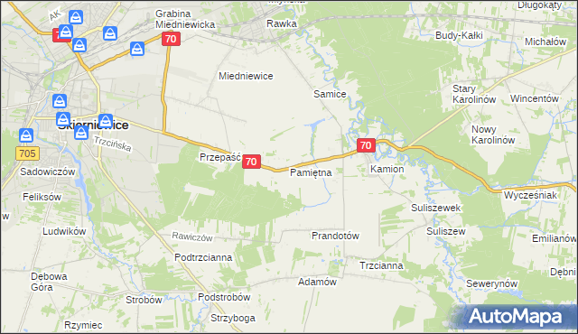 mapa Pamiętna, Pamiętna na mapie Targeo
