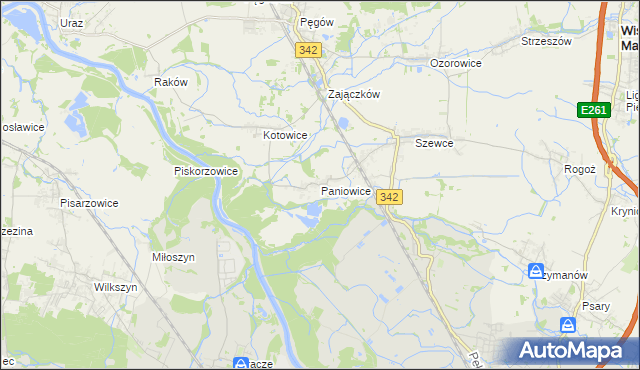 mapa Paniowice, Paniowice na mapie Targeo