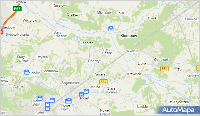 mapa Pasek gmina Klembów, Pasek gmina Klembów na mapie Targeo