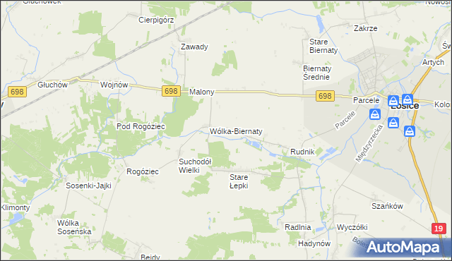 mapa Płosodrza, Płosodrza na mapie Targeo