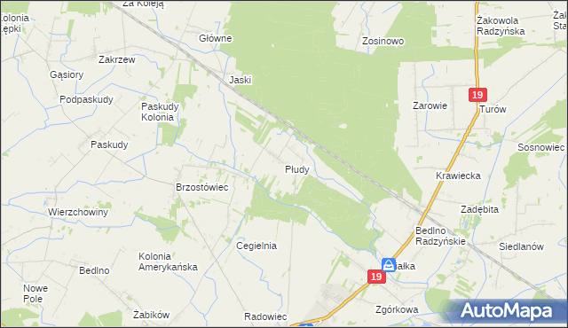 mapa Płudy gmina Radzyń Podlaski, Płudy gmina Radzyń Podlaski na mapie Targeo
