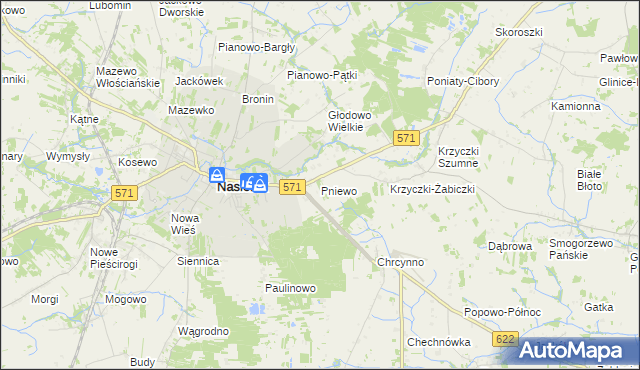 mapa Pniewo gmina Nasielsk, Pniewo gmina Nasielsk na mapie Targeo
