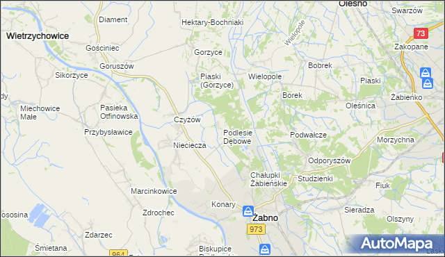 mapa Podlesie Dębowe, Podlesie Dębowe na mapie Targeo