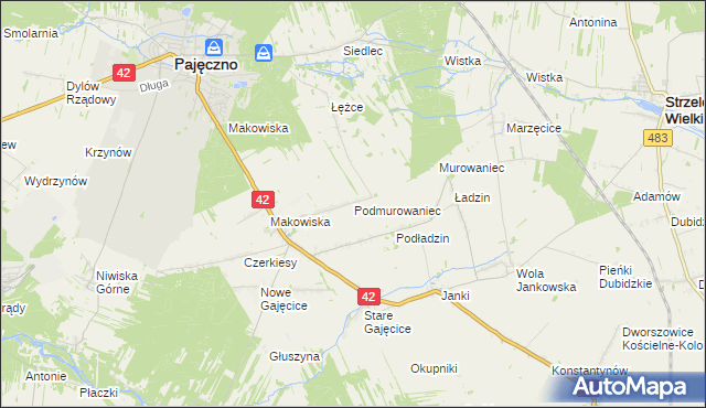 mapa Podmurowaniec, Podmurowaniec na mapie Targeo