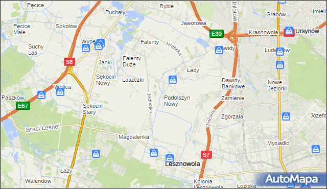 mapa Podolszyn Nowy, Podolszyn Nowy na mapie Targeo